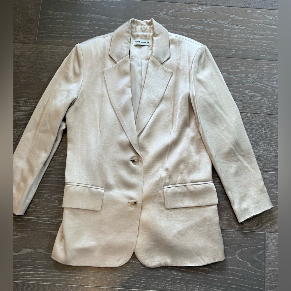Pixie Market Cream Single-Breasted Blazer